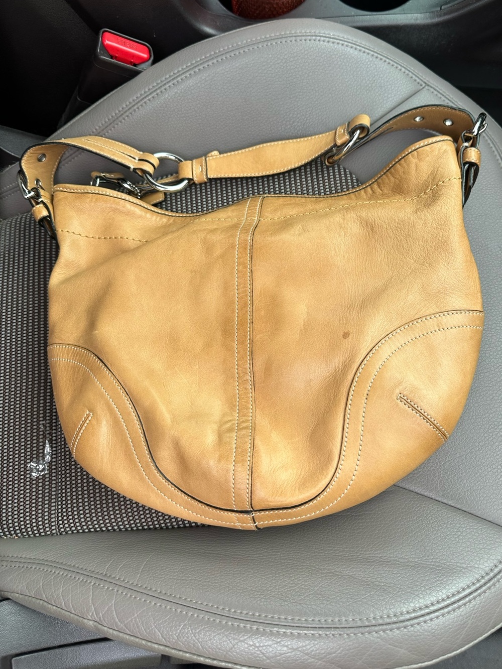 Tan Leather Hobo Shoulder Bag